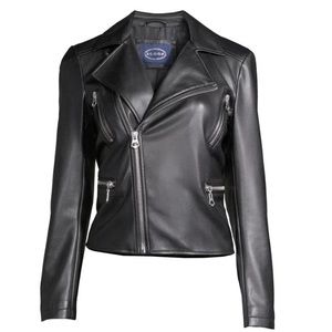 Women's Faux Leather Moto Jacket from Scoop. Black with silver details NWT large